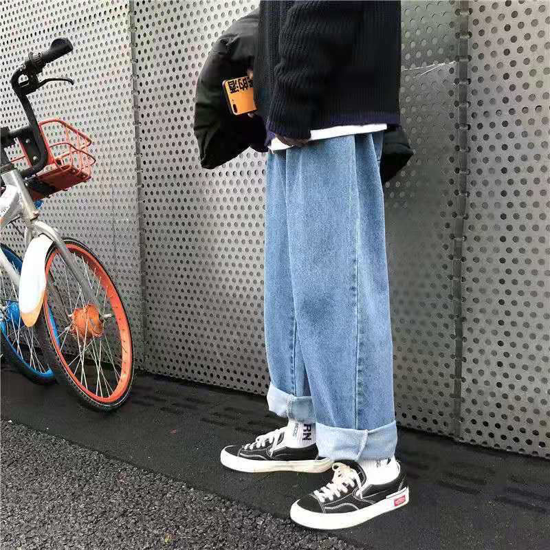 Quần jeans nữ eo cao ống rộng thời trang năng động trẻ trung