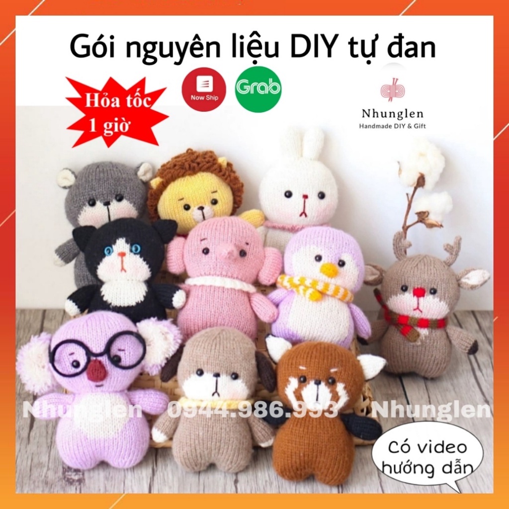 DIY Gói Nguyên Liệu Đan Len Thú Nhồi Bông Chibi Đáng Yêu- Quà Tặng Handmade Tự Làm Decor [Có hướng dẫn]
