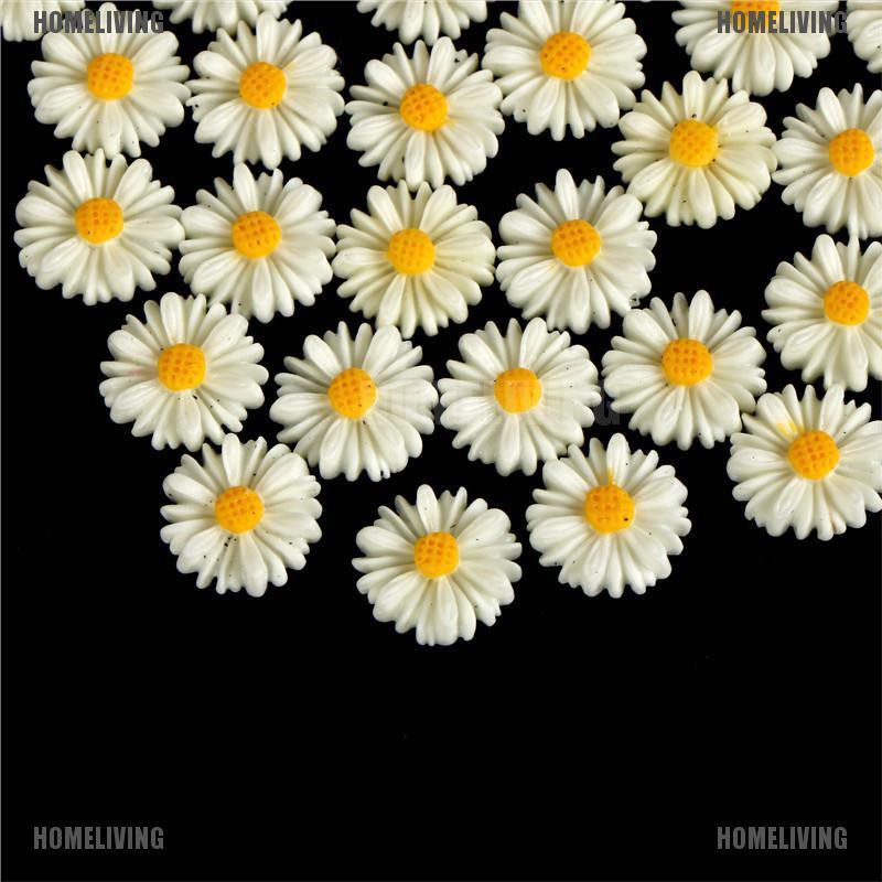 Set 50 Hoa Cúc Trắng Bằng Nhựa resin Dùng Làm Trang Sức DIY