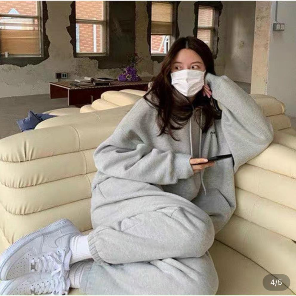 Set áo hoodie và quần, áo hoodie nữ form rộng có mũ Xinh xắn Chất thun dày dặn mặc bao ấm hàng cao cấp Tây Thi Shop | BigBuy360 - bigbuy360.vn