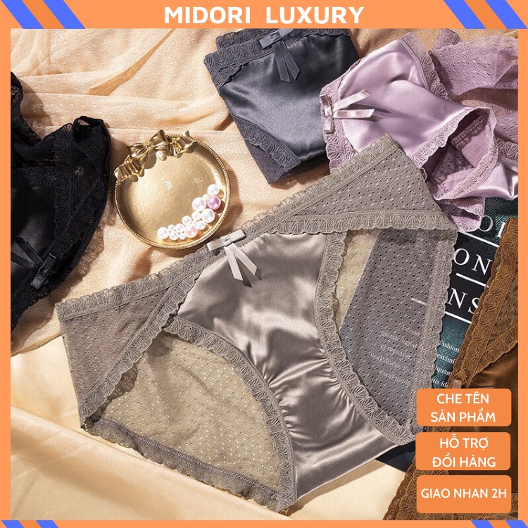Quần lót lụa lạnh Fabic cao cấp thông hơi, Quần lót nữ tàng hình kháng khuẩn ren sau Sexy QL226