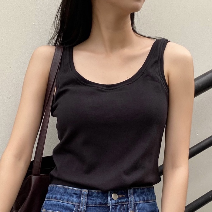 Áo Ba Lỗ Nữ Cổ Tròn Trắng, Đen - RTT - Hashtagem ( freesize dưới 55kg)