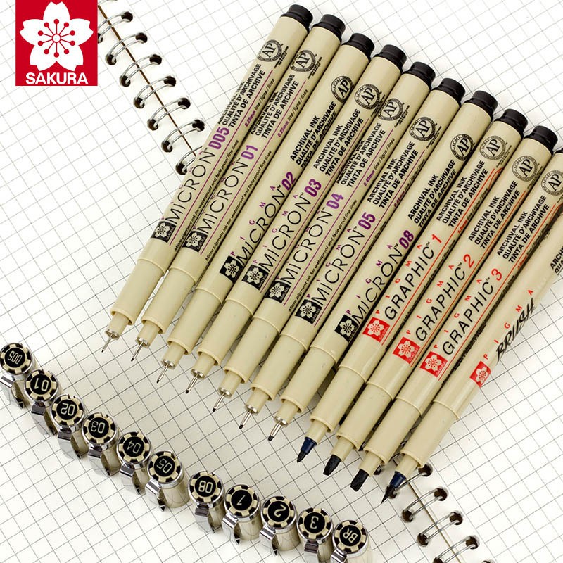 [BÁN LẺ FULL 12 SIZE CHÍNH HÃNG] Bút line đen SAKURA PIGMA MICRON full 12 size