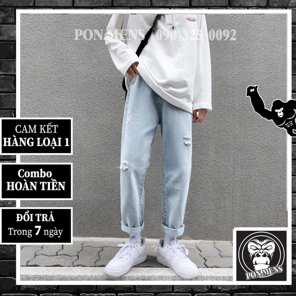 quần jean nam rách gối VNXK màu xanh sáng 2021 060 Pon.mens Xịn