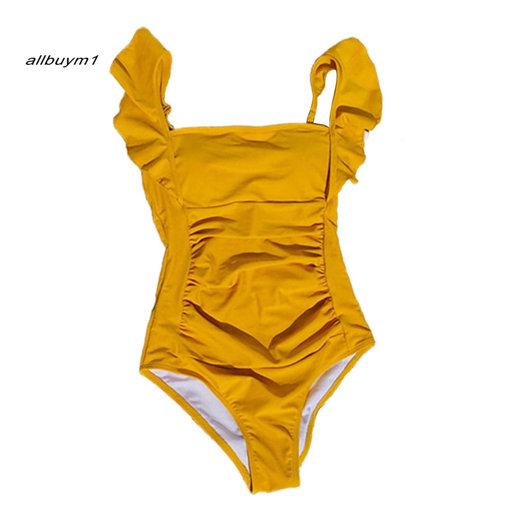 all  Skinny Bodysuit Swimsuit Push Up Ruffle Sweet Swimsuit Padded for Beach