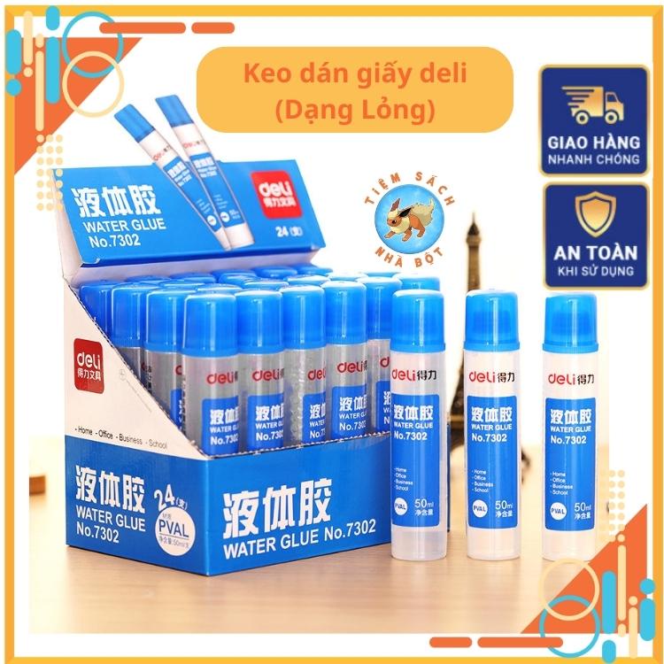 Hồ Nước Deli 7302/7302s, Keo Dán Giấy Dạng Lỏng Dung Tích 50ml