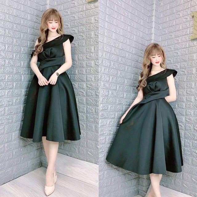 KÈM ẢNH/VIDEO THẬT - Đầm xoè lệch vai bèo xéo eo SIÊU XINH -MS184V- Size M/L đến 57kg | BigBuy360 - bigbuy360.vn