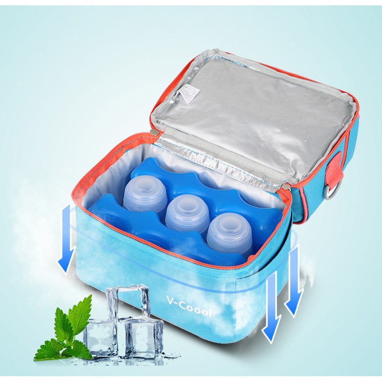 Túi giữ lạnh Vcoool 2 ngăn cao cấp ( Đựng được cả máy hút sữa Medela Pump)