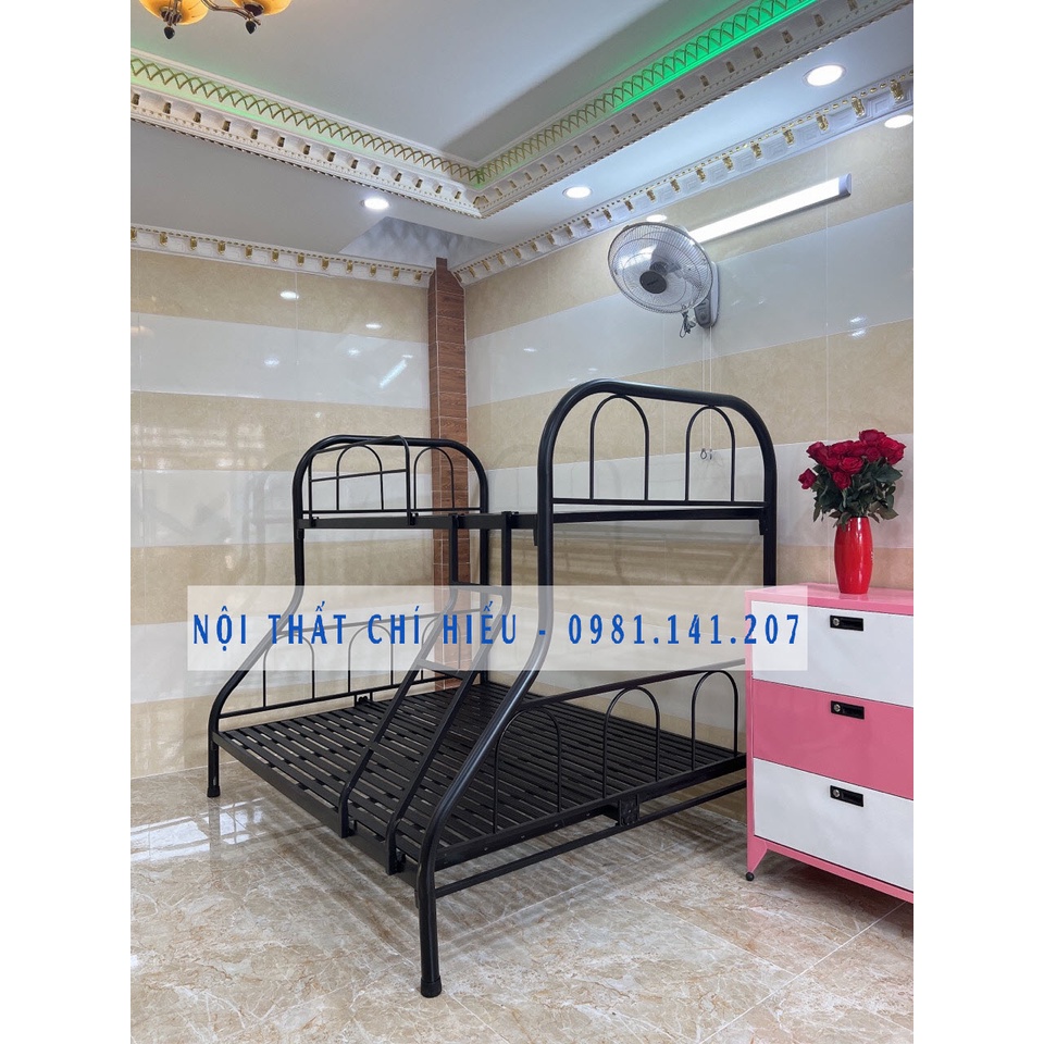 Giường sắt 2 tầng trên 1m2 dưới 1m6 hàng cao cấp, dễ tháo lắp di chuyển