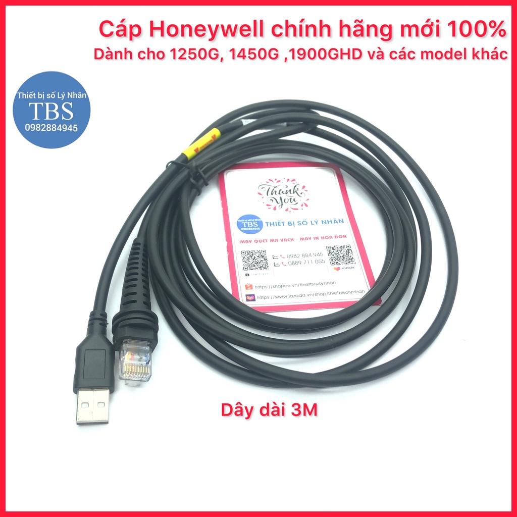 Cáp  máy quét Honeywell chất lượng tốt model:  1250G  1450G  1900GSR  1900GHD,...( qua sử dụng)