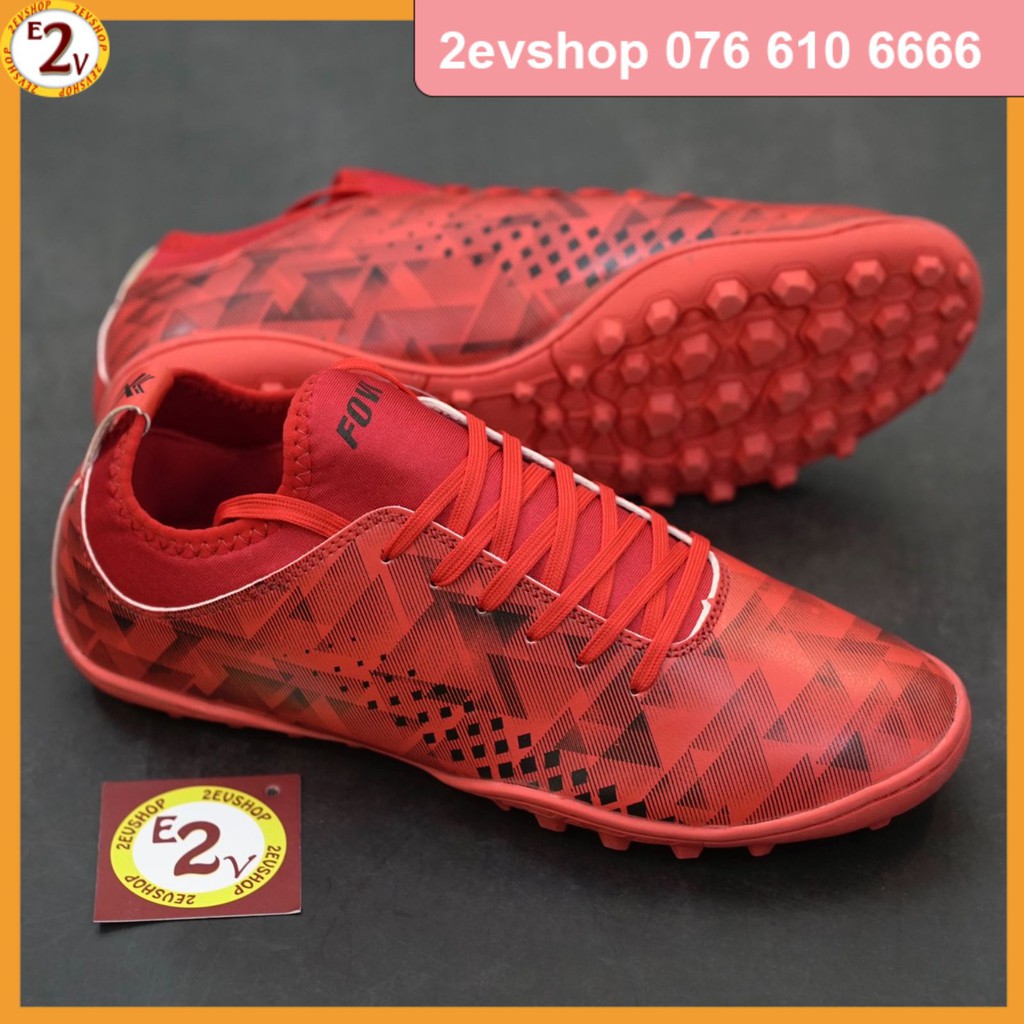 Giày đá bóng thể thao nam Fovi Debut Đỏ, giày đá banh cỏ nhân tạo dẻo nhẹ - 2EVSHOP