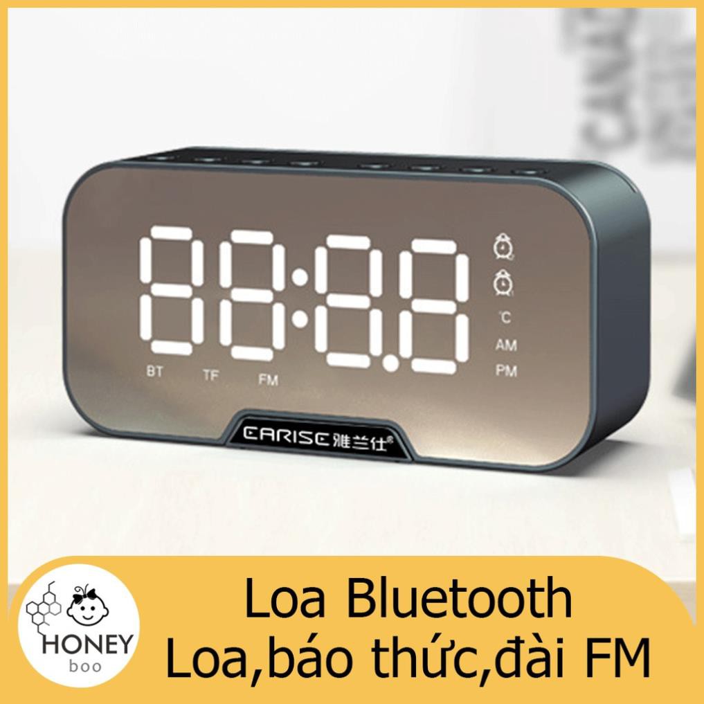 【SP-EARISE】 Loa bluetooth CARISE tích hợp đồng hồ báo thức, mặt kính tràn viền cao cấp