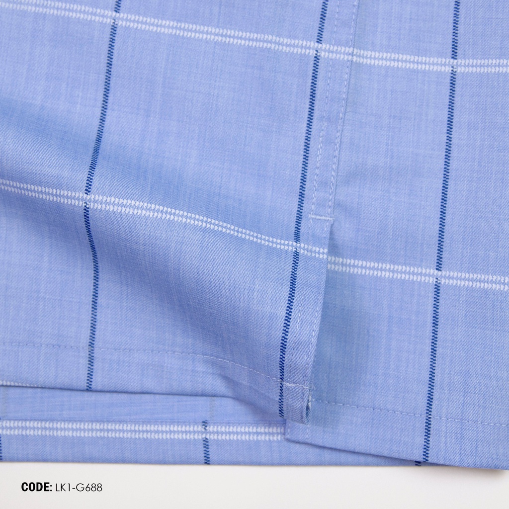 Áo Sơ Mi Nam Dài Tay Sọc Caro Bamboo Vĩnh Tiến Form Regular Vạt Ngang 475 - G688