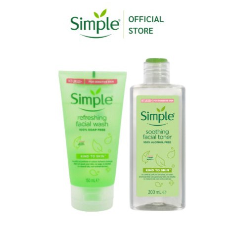 Combo Nước hoa hồng Simple và Sữa rửa mặt dạng Gel Refreshing Simple 150ml