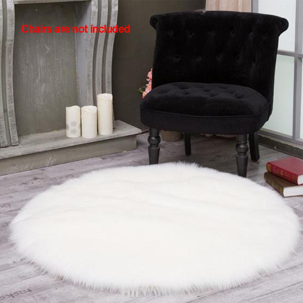 Thảm lót sàn hình tròn bằng vải da cừu mềm mại trang trí ghế ngồi/phòng ngủ trong nhà
