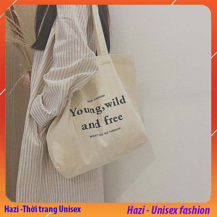 Túi tote vải canvas họa tiết chữ phong cách Hàn Quốc siêu đẹp giá rẻ