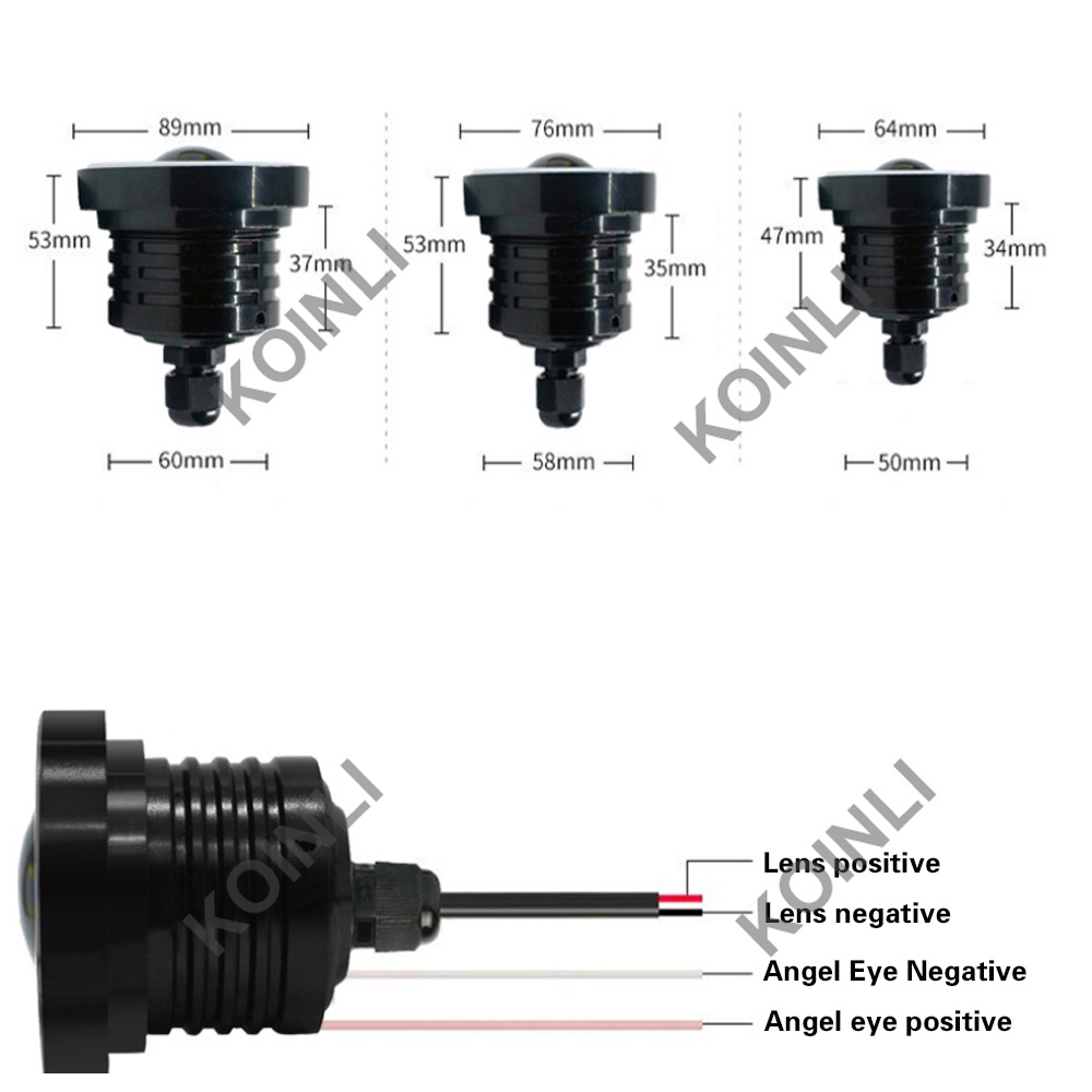 Đèn LED sương mù 4inch 3.5inch 3inch 2.5inch COB ánh sáng trắng/đỏ hình tròn 64MM 76MM 89MM DC12