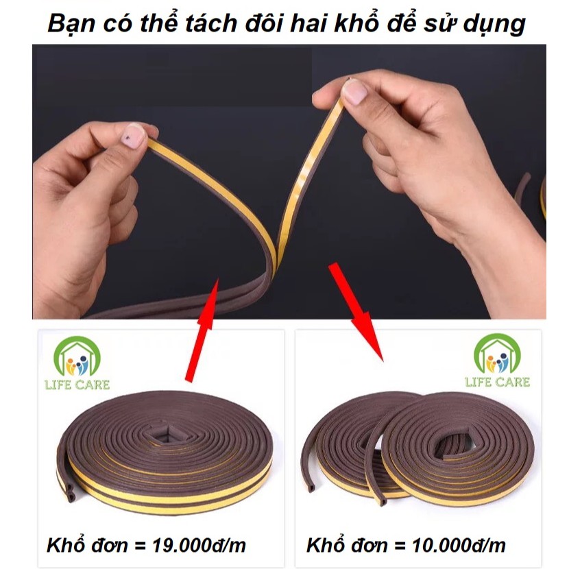 Nẹp xốp dán khe cửa đa năng chống bụi chống tiếng ồn (bán theo mét)