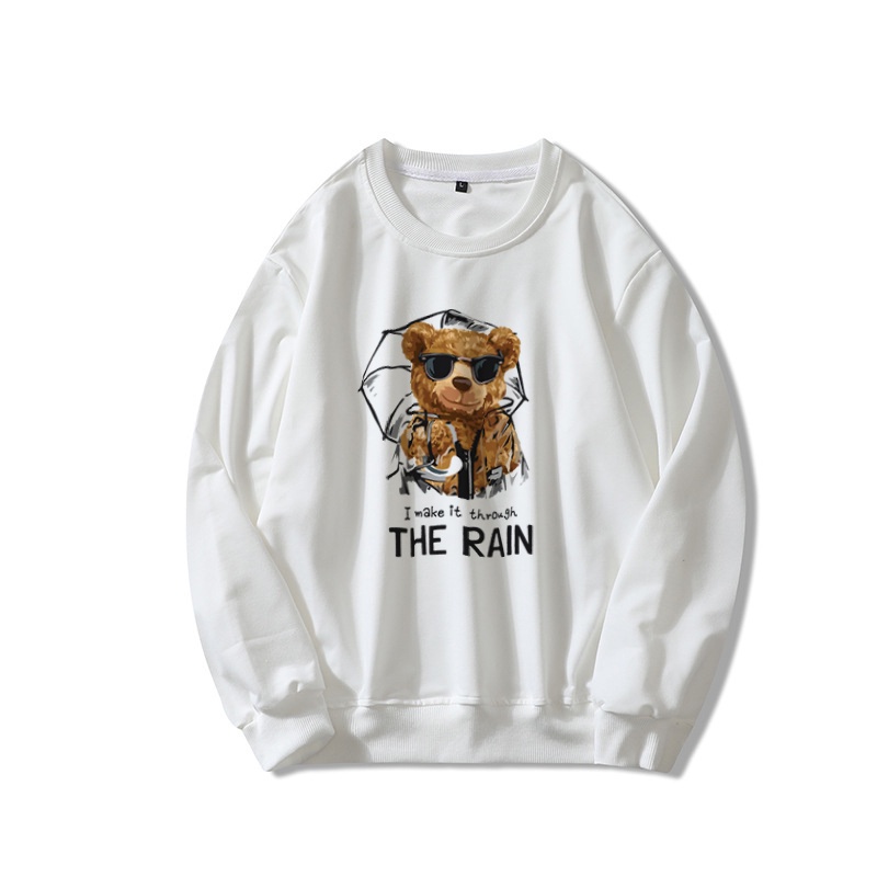 Áo Hoodie/Sweater 2 màu đen trắng Gấu throught the rain á (V347)