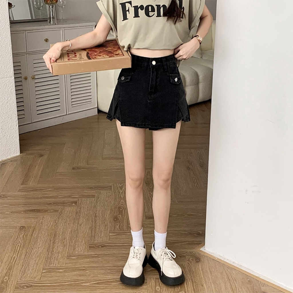 QUẦN GIẢ VÁY NỮ CHẤT JEANS QUẦN SHORT NỮ CÓ LÓT QUẦN BÊN TRONG Q1