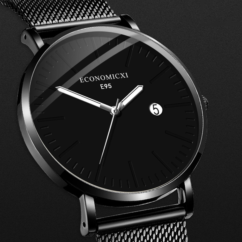 Đồng hồ nam cao cấp ECONOMICXI dây thép lưới đen chạy lịch ngày cao cấp - Dẳng cấp doanh nhận ECO89 | BigBuy360 - bigbuy360.vn