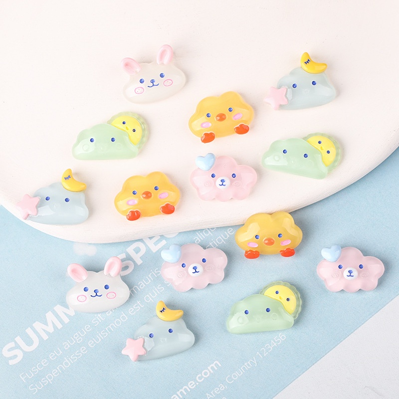 Bộ 10 Kẹp Tóc Bằng Nhựa Trong Suốt Hình Trăng Sao Đám Mây Cho Trang Trí Điện Thoại