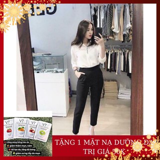 { TẶNG 1 MẶT NẠ DƯỠNG DA TRỊ GIÁ 50} Quần baggy công sở dáng đẹp cạp chun sạn thái - Loại 1