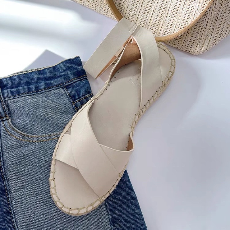 Giày sandals cói nữ phong cách Hàn Quốc