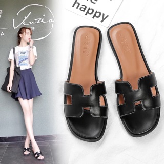 (ORDER) Dép chữ H da trơn PU (35-43)