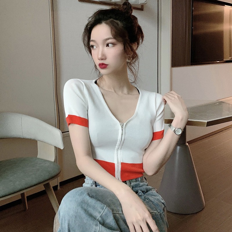 Áo Khoác Cardigan Dáng Ôm Phối Khóa Kéo Thời Trang Cho Nữ