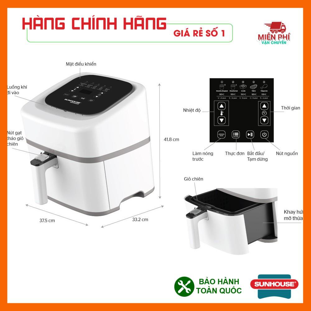 Nồi chiên không dầu 4,5L Sunhouse SHD4086W, nồi chiên không dầu Sunhouse Mama công nghệ Rapid Air.