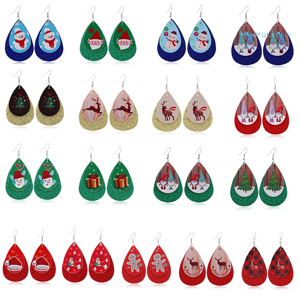 Khuyên Tai Da Giả Hình Ông Già Noel / Người Tuyết / Tuần Lộc Giáng Sinh