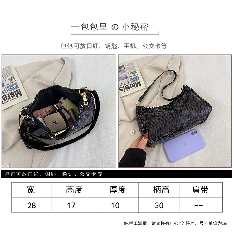 Túi Kẹp Nách Đính Kim Sa Lấp Lánh Nhiều Màu Đơn Giản Thời Trang Cho Nữ