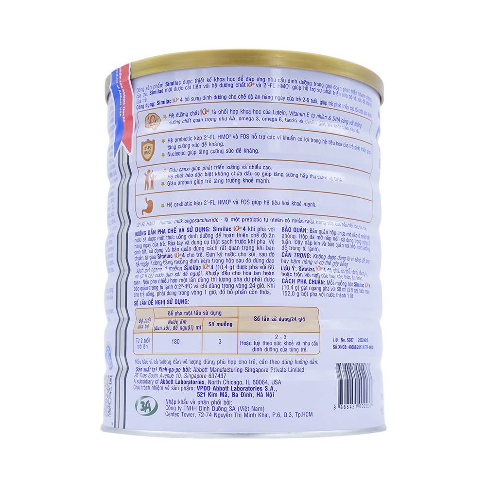 [Mã FMCG8 giảm 8% đơn 500K] Sữa Bột Similac 4 HMO 1.7kg