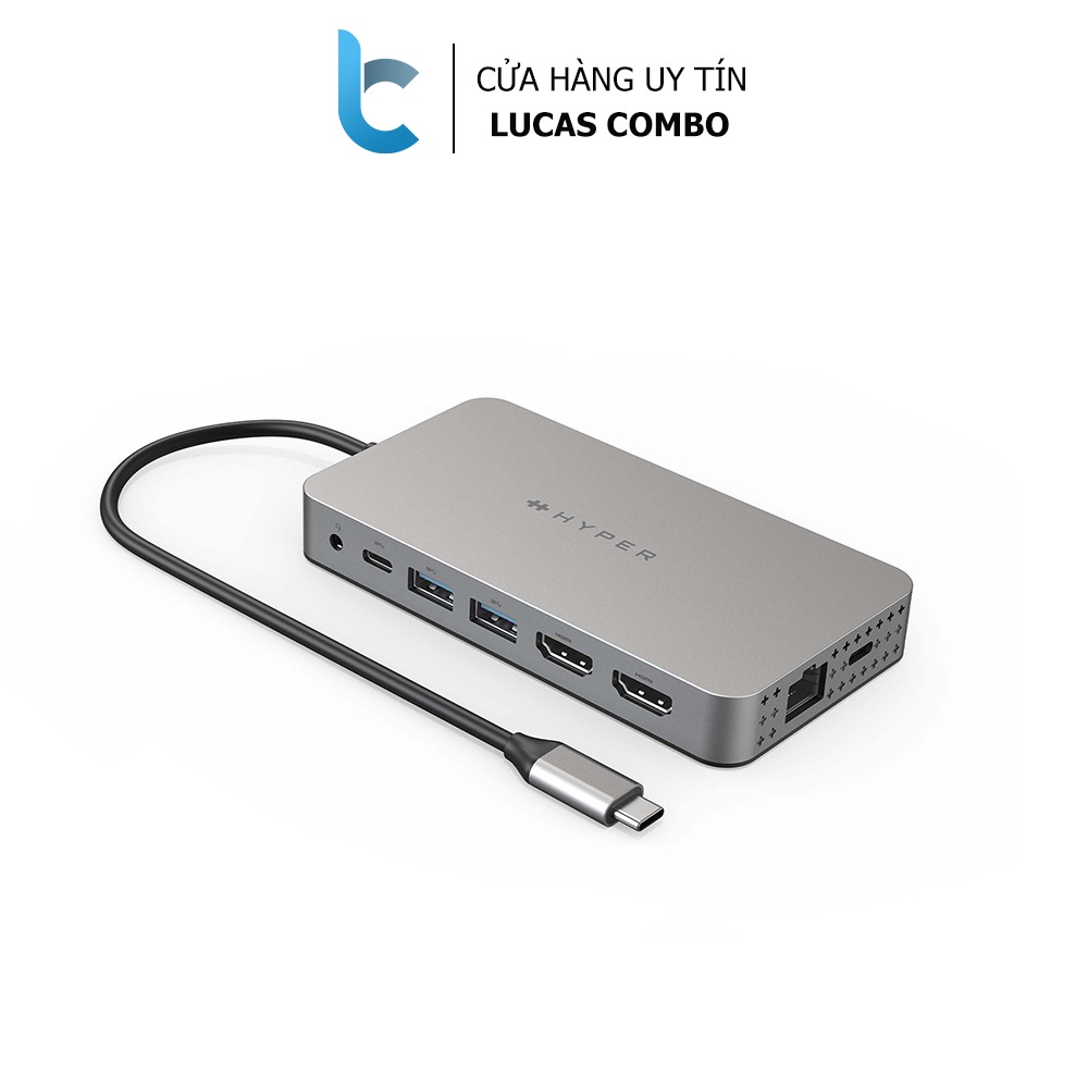 Cổng Chuyển/Hub USB-C Hyperdrive Dual 4K HDMI 10in1 (2 màn hình) Macbook M1