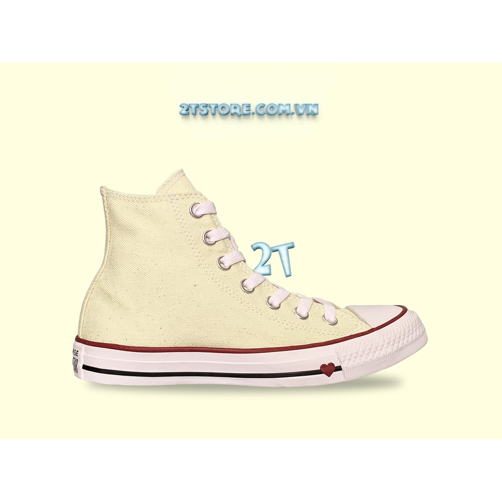 2TStore - Giày Converse Chính Hãng Kem trái Tim Cổ Cao