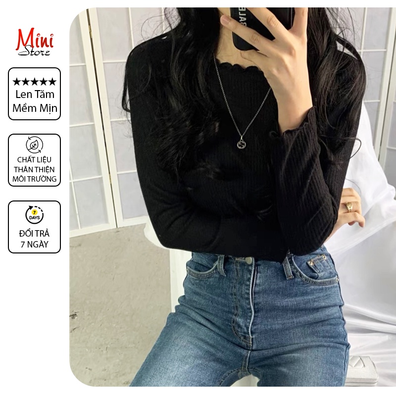 Áo len tăm cổ tròn viền nhún mềm mại - Hót 2022 | BigBuy360 - bigbuy360.vn
