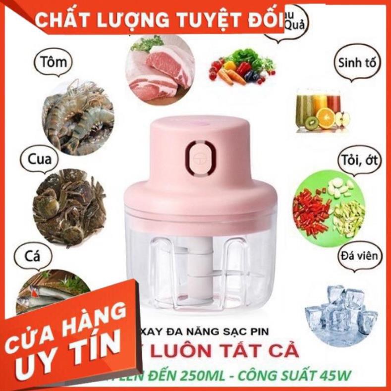 Sale Sốc -  Máy xay tỏi ớt, thịt mini tự động loại xạc pin. . Siroshop.