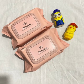 KHĂN GIẤY ƯỚT BEBEEN HỒNG 100 TỜ - Khăn ướt không mùi