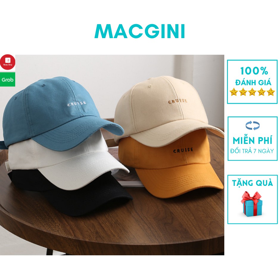 Mũ lưỡi trai nam nữ MACGINI CRUISE unisex COTTON MỀM cao cấp thấm hút mồ hôi, nhẹ thoáng khí kiểu dáng basic Hàn Quốc