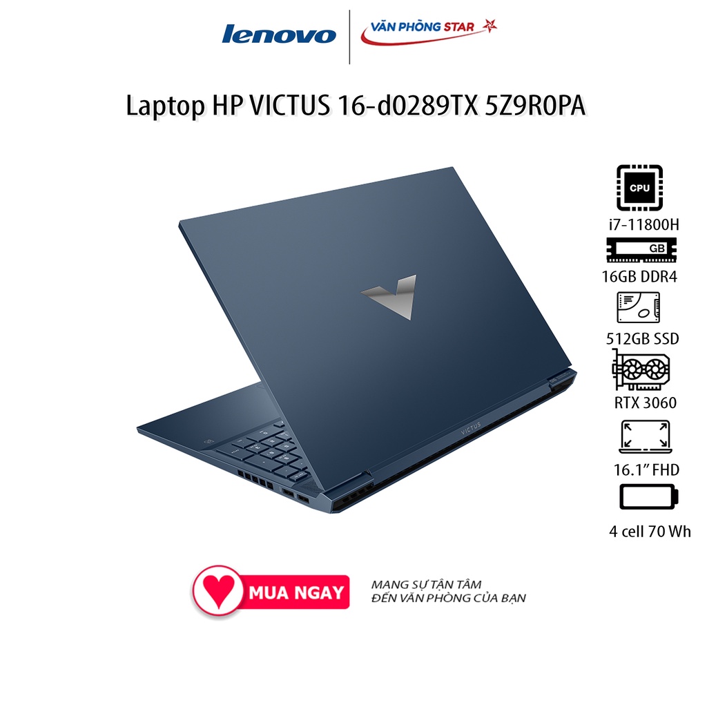 Laptop HP VICTUS 16-d0289TX 5Z9R0PA (16.1&quot; Full HD/ 144Hz/Intel Core i7-11800H/16GB/512GB SSD/NVIDIA GeForce RTX 3060)