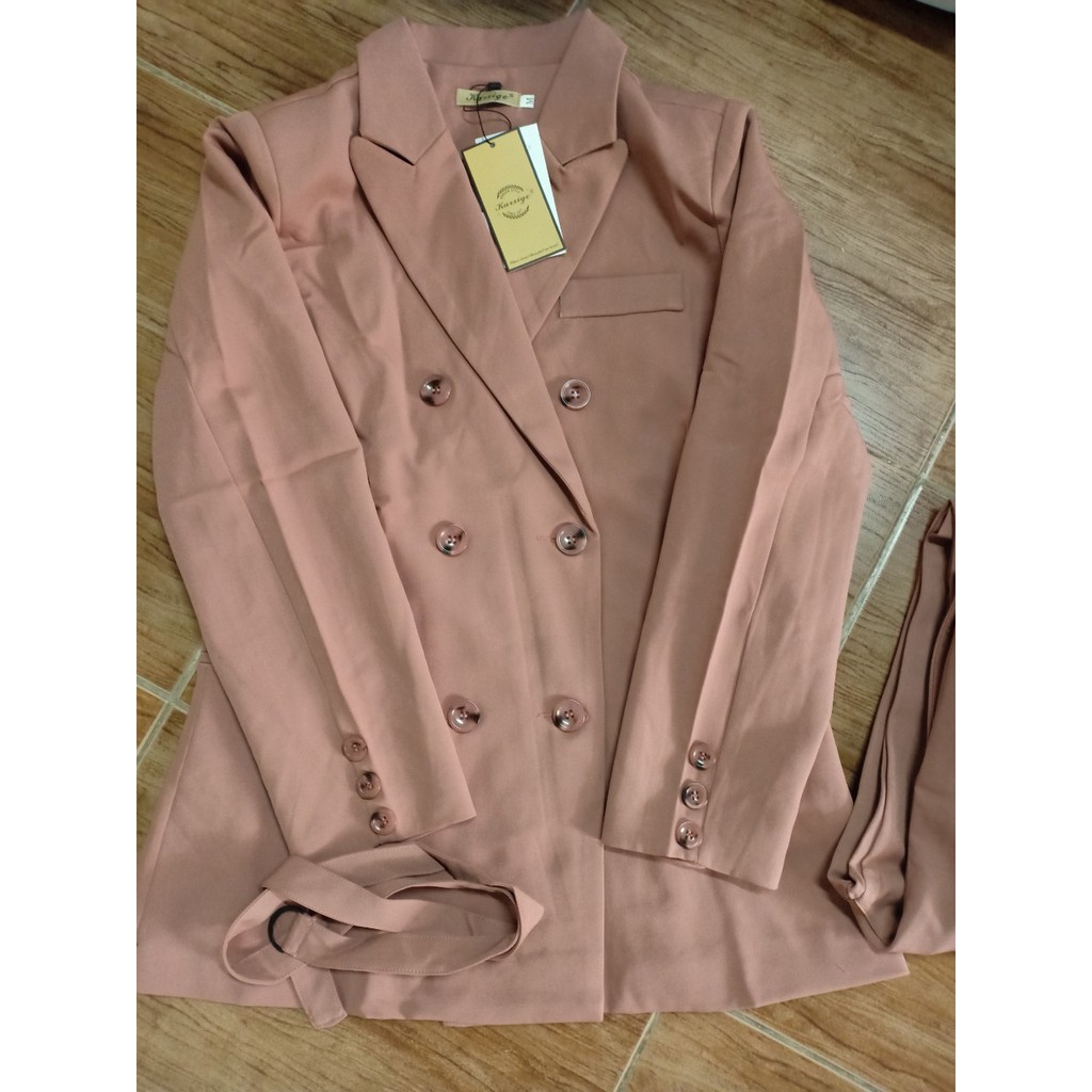 Ảnh thật 5 hình cuối-Set áo blazer kèm quần Tây  thời trang công sở cao cấp