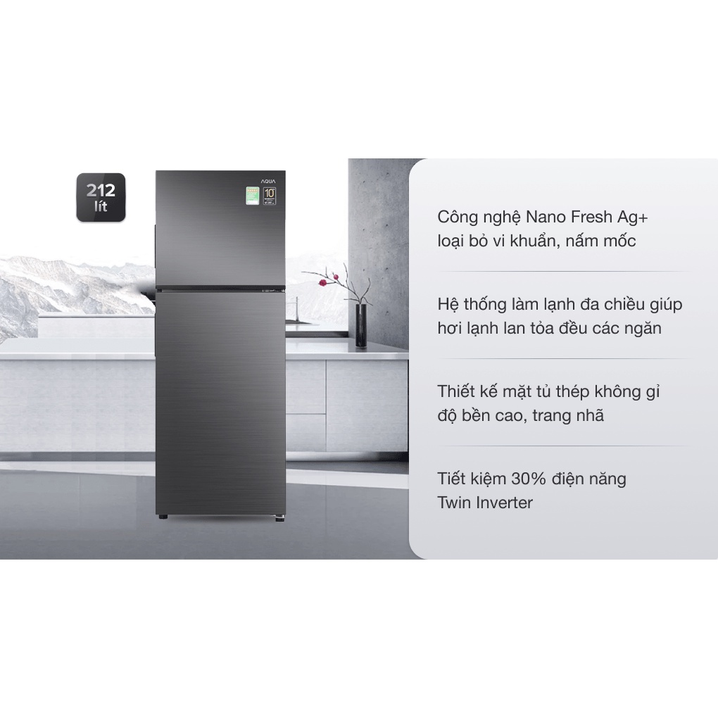Tủ lạnh Aqua Inverter 212 lít AQR-T239FA(HB) - Điện Máy Duy HCM