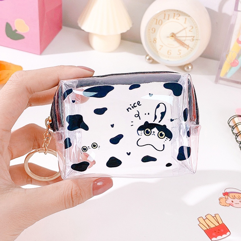 Túi Đựng Tiền Xu mini Trong Suốt Chống Thấm Nước In Họa Tiết Hoạt Hình Dễ Thương Cho Học Sinh