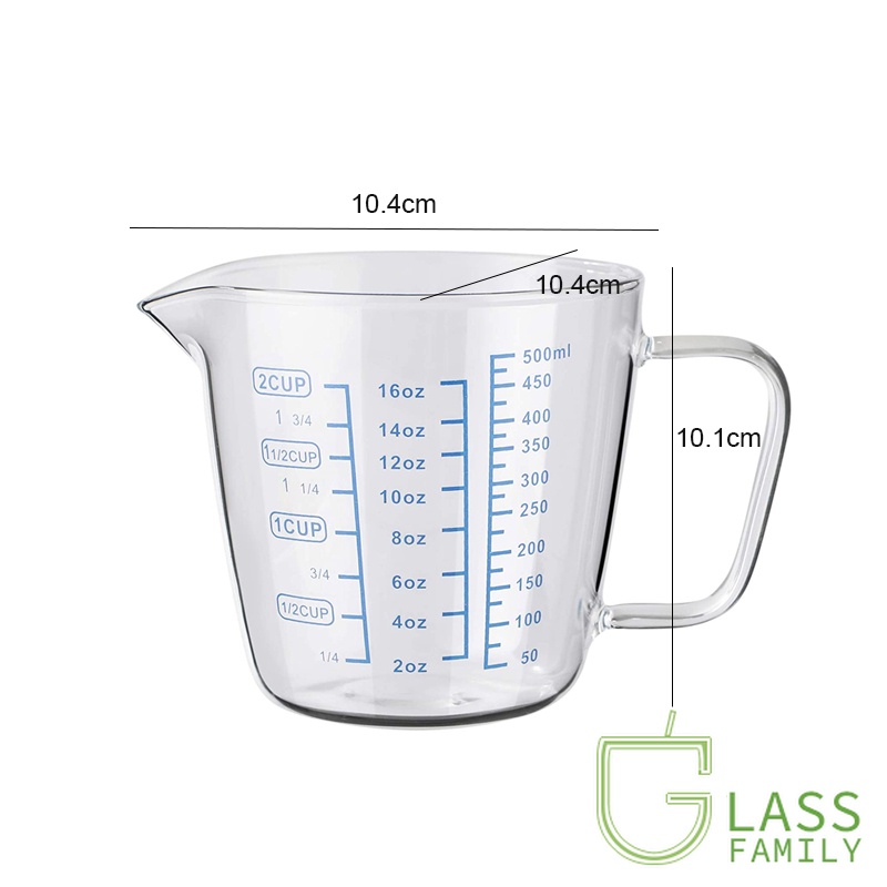 Cốc Đo Lường Bằng Thủy Tinh Cách Nhiệt Có Tay Cầm Và Nắp Đậy Dung Tích 500ml