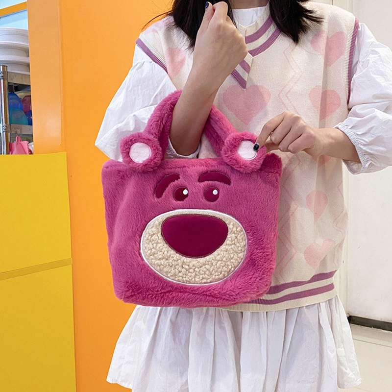 Túi Xách Tay Bằng Vải Bông Nhẹ Nhàng Thiết Kế Thú Hoạt Hình Dễ Thương Có Khóa Kéo Cho Nữ