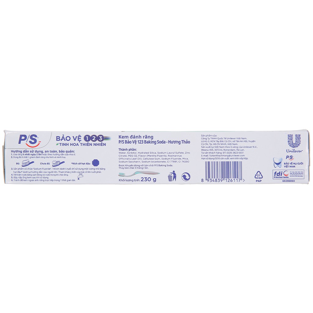 Kem Đánh Răng P/S Baking Soda Hương Thảo 230g