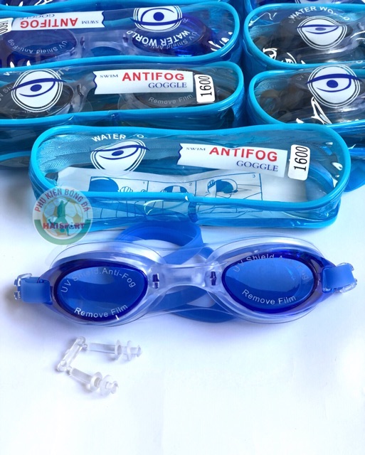 Kính bơi ANTIFOG 1600 + Hộp đựng và 2 bịt mũi cao cấp -Mắt kính đi bơi trẻ em, người lớn