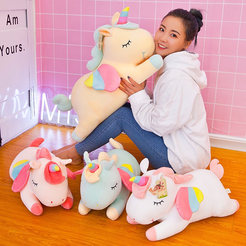 THÚ NHỒI BÔNG NGỰA KÌ LÂN UNICORN NẰM FULL SIZE FULL MẪU (30CM--->100CM)