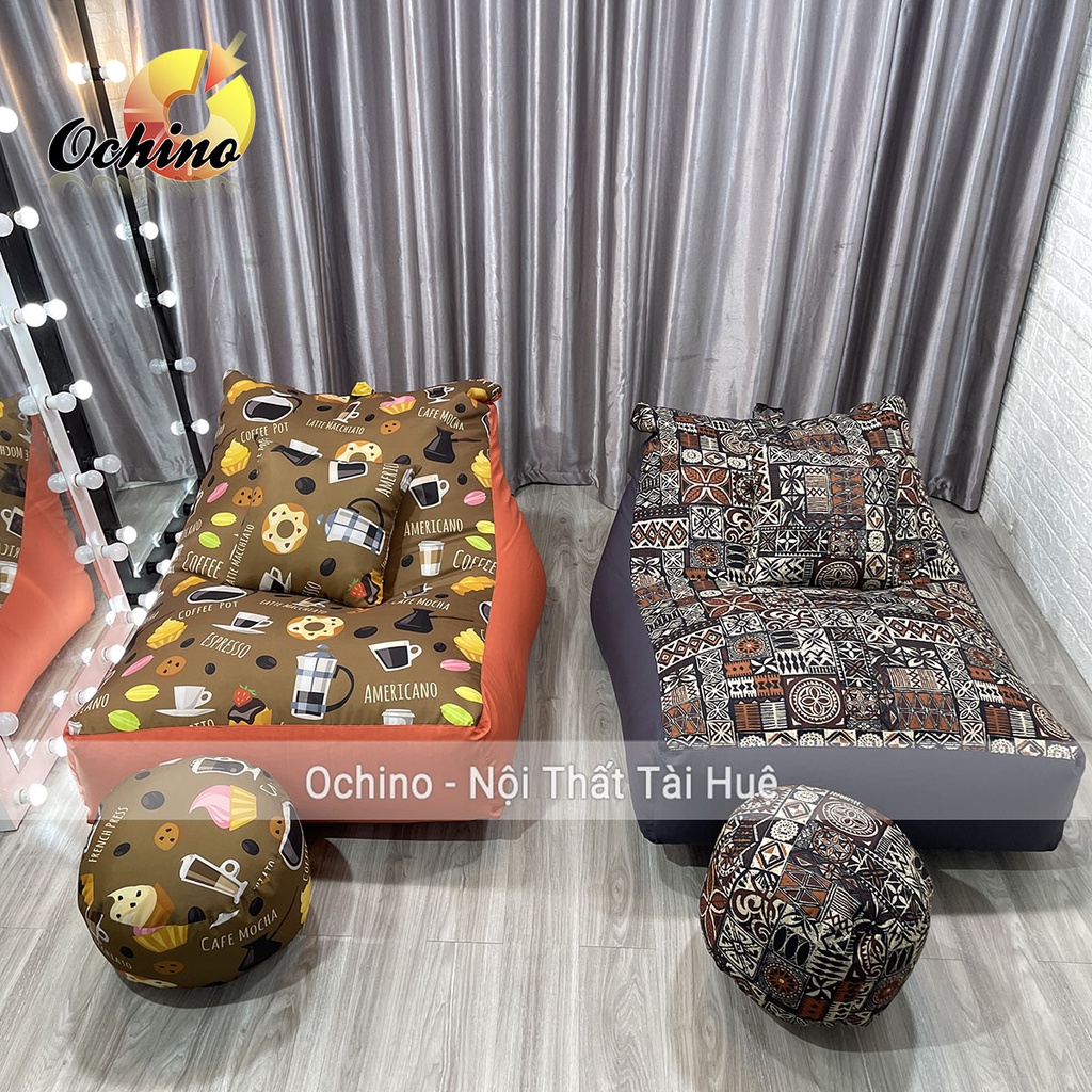 Ghế Lười Hạt Xốp Dáng Sofa Bệt Phong Cách Hiện Đại Gồm 3 Món Size To (Đủ Cả Lõi Xốp)